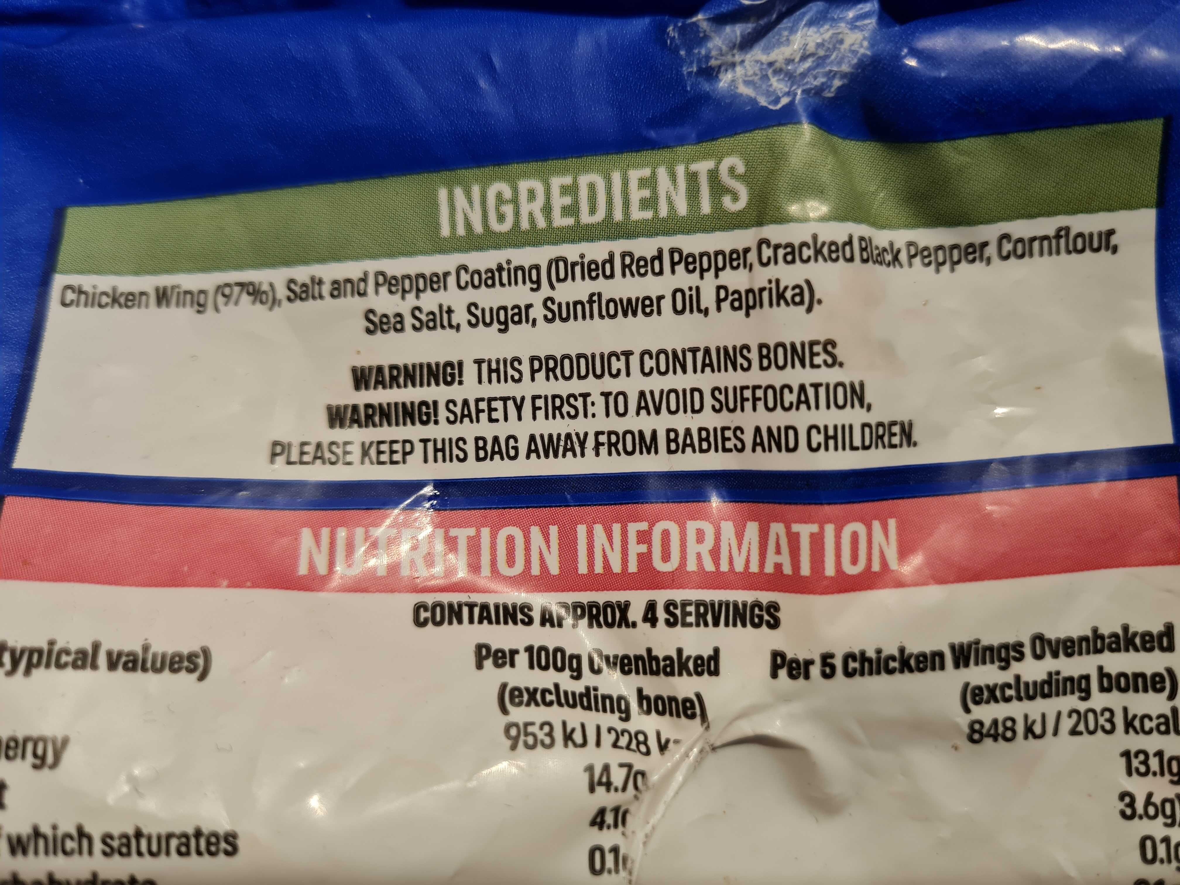 Salt & Pepper Chicken Wings - Ingredients