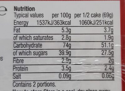 Mini gift cake - Nutrition facts - fr
