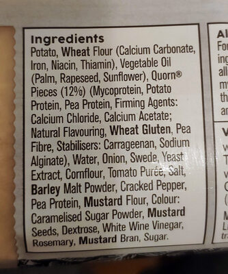Vegan Quorn Pasty - Ingredients