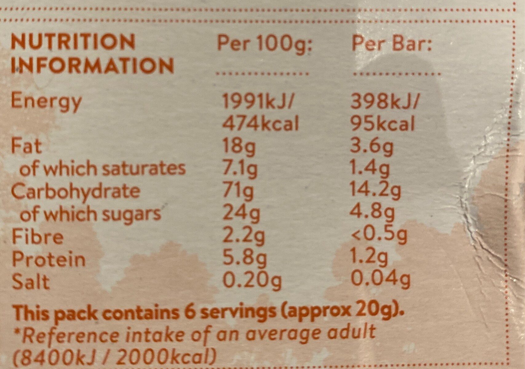 Rice Cake Bars - Nutrition facts