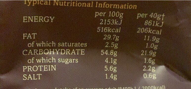 Crisps - Nutrition facts