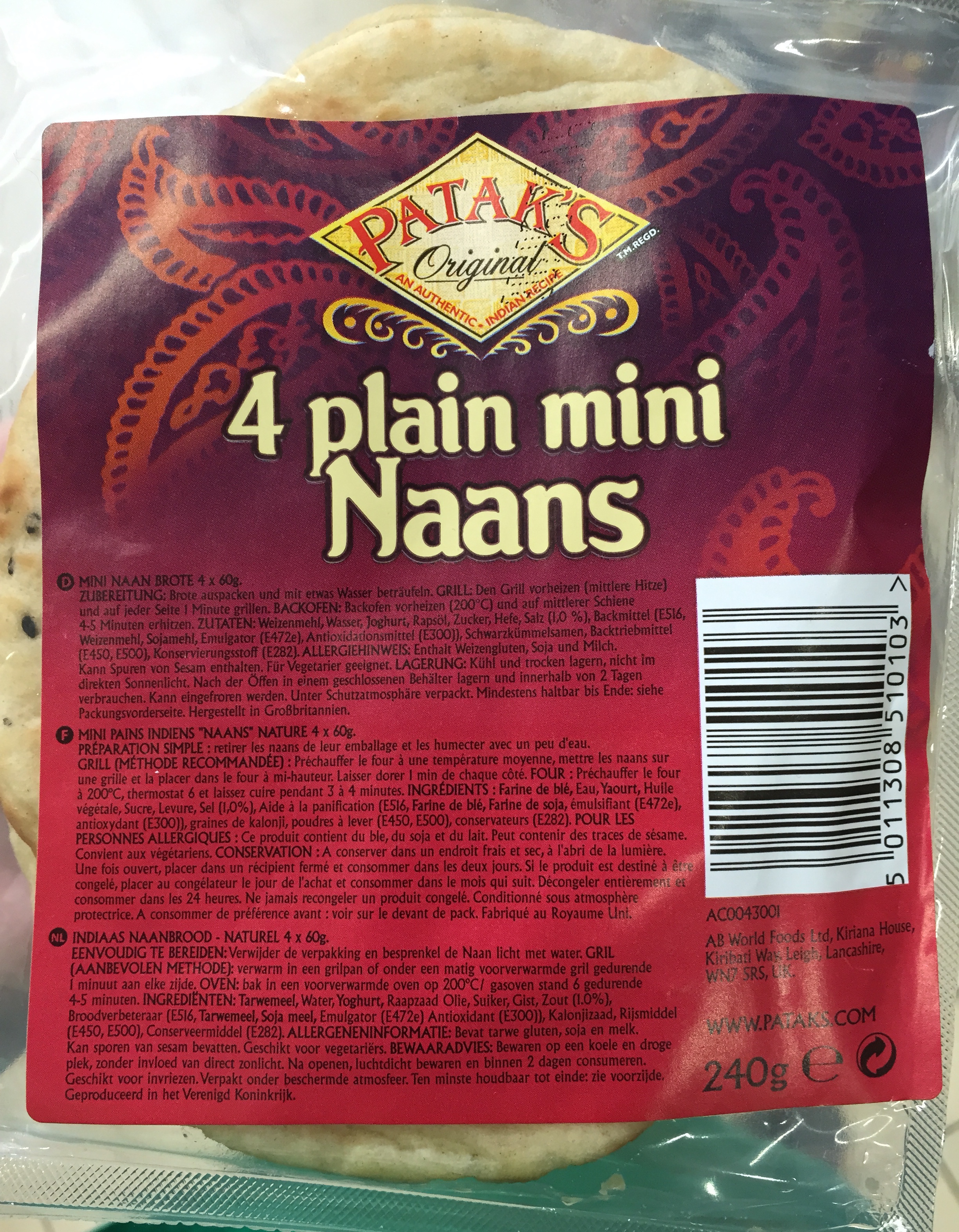 4 plain mini Naans - Produkt - fr