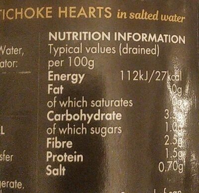 Artichoke hearts - Nutrition facts