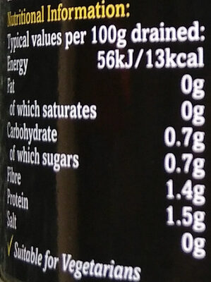 Kingfisher Bamboo Shoots in Water - Nutrition facts