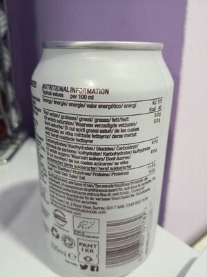 Organic Sparkling Cola - Tableau nutritionnel