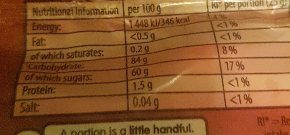Haribo starbeams - Nutrition facts