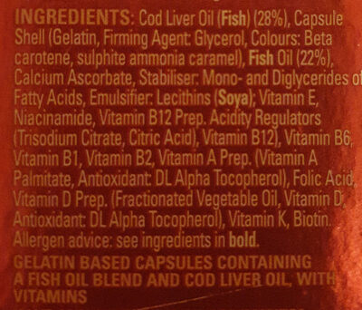 Cod liver oil plus multivitamins - المكونات - en