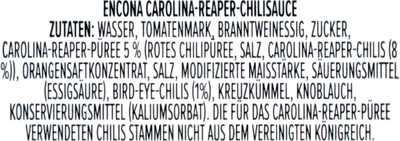 Carolina Reaper Chilisauce - Ingredienser - de