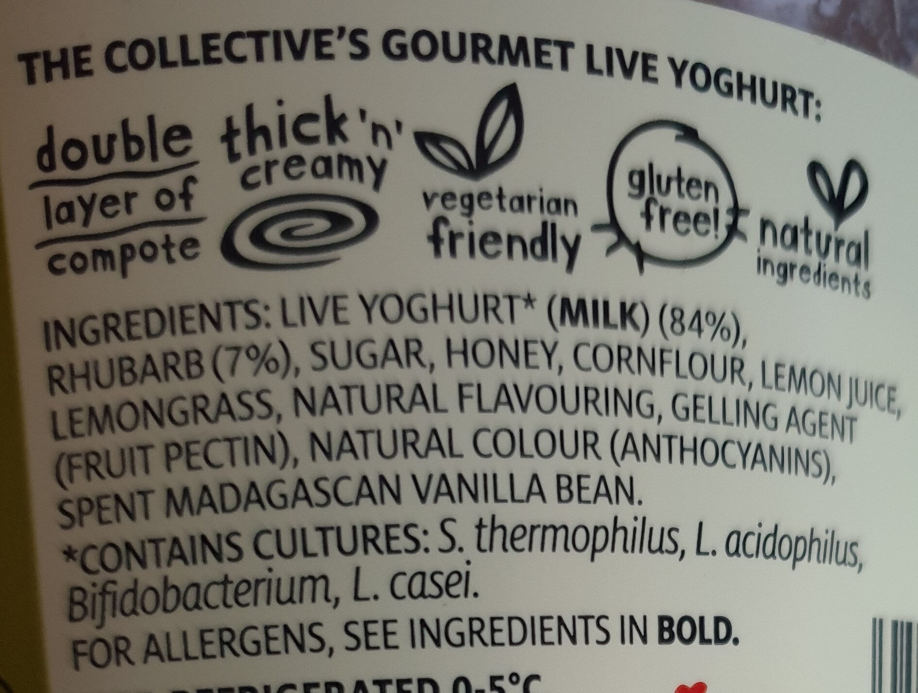 Rhubarb & Vanilla Gourmet Yoghurt - Ingrediënten - en