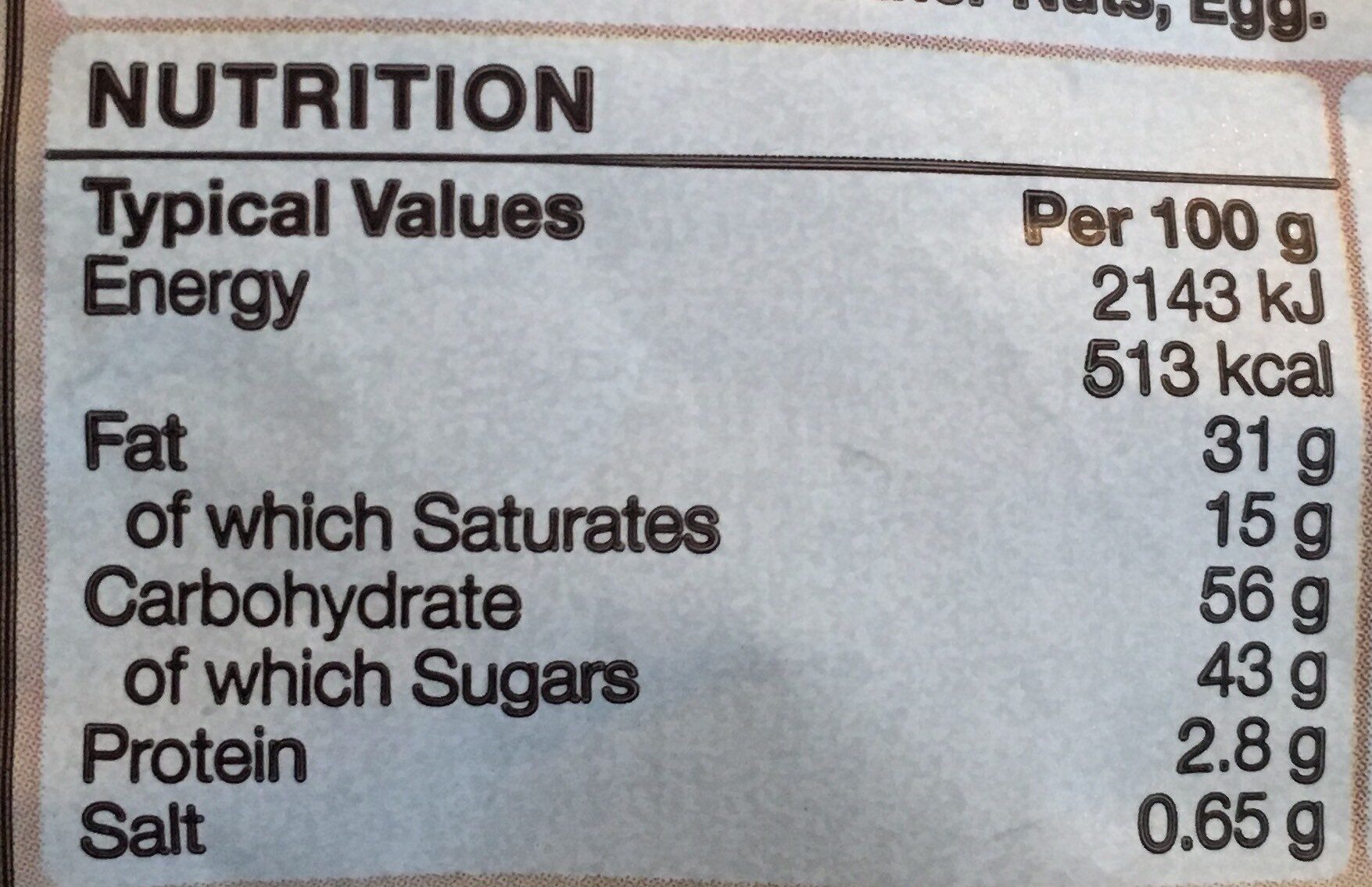 Special toffee - Nutrition facts - fr