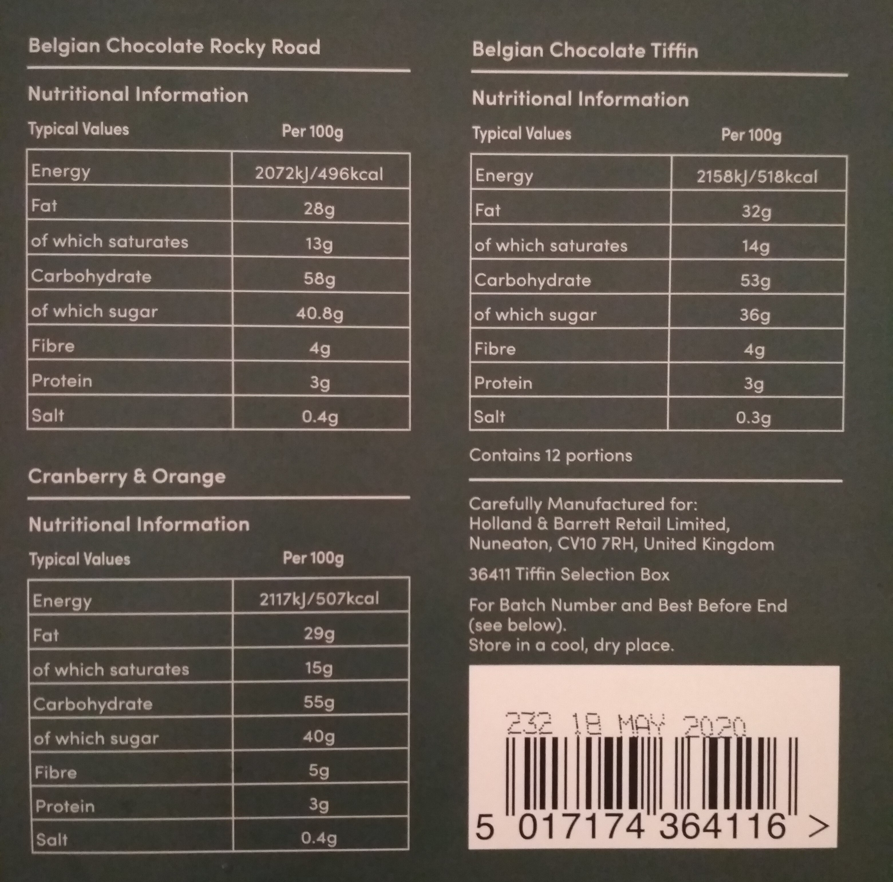 Tiffin Selection Box - Nutrition facts
