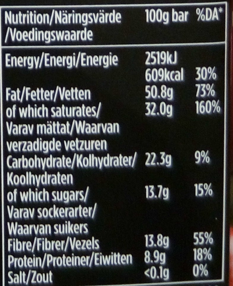 85% Dark Chocolate Bar, Fairtrade 15 x 100G - Näringsfakta