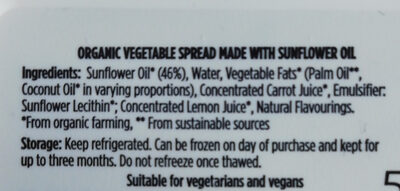 Organic Vegan Sunflower Spread - Ingrédients - en