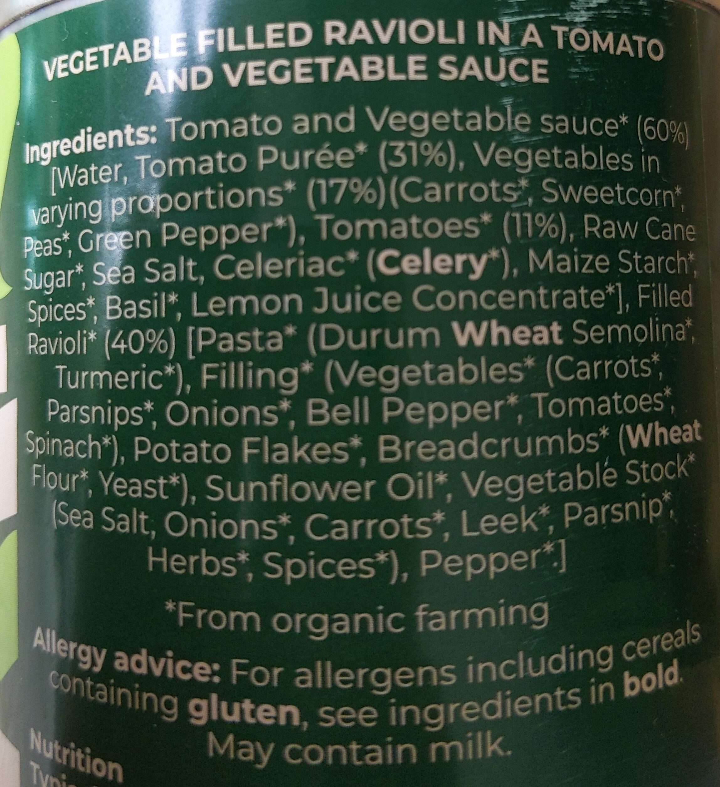 Organic vegan Ravioli - Ingredients