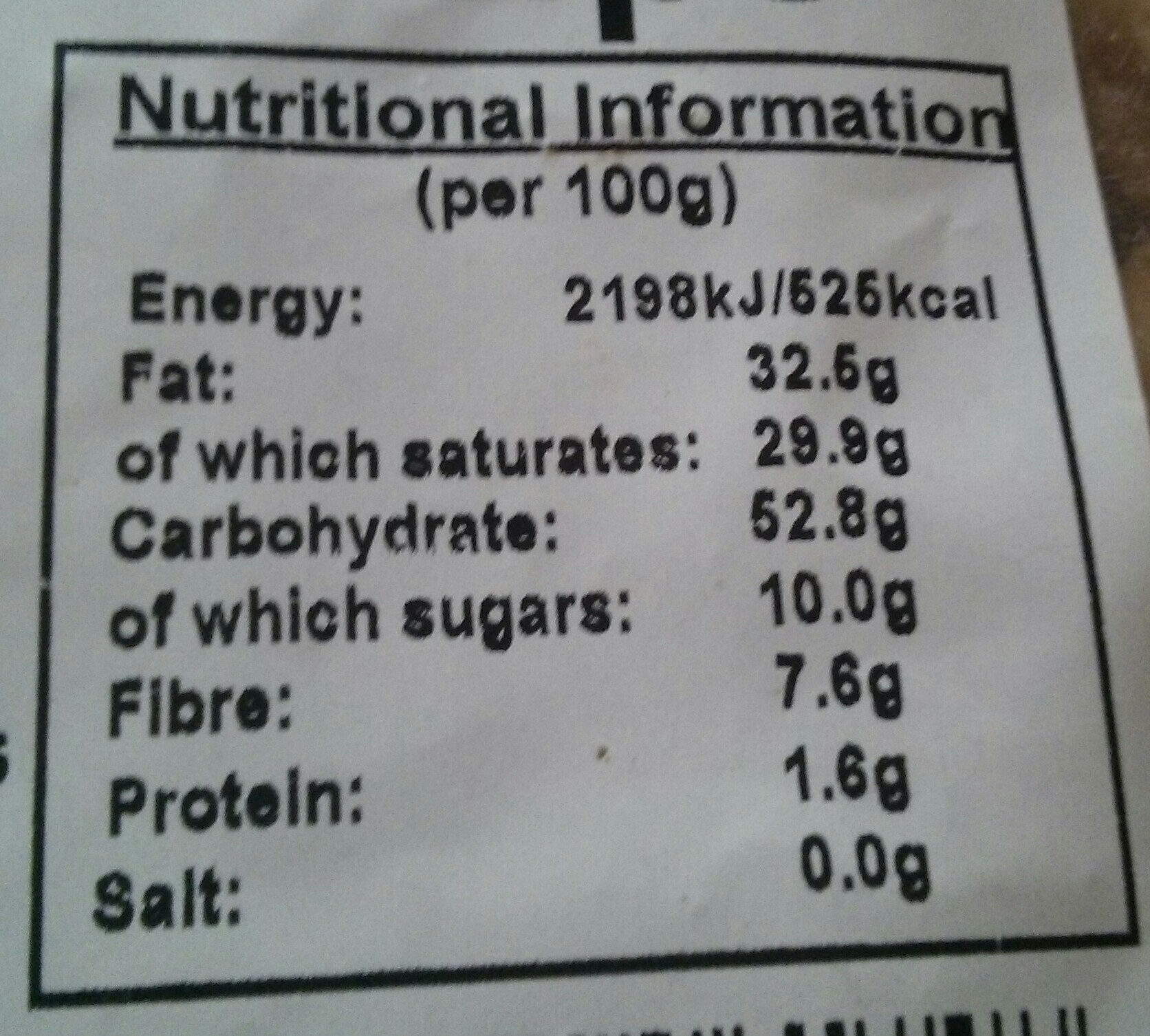 Banana Chips - Nutrition facts