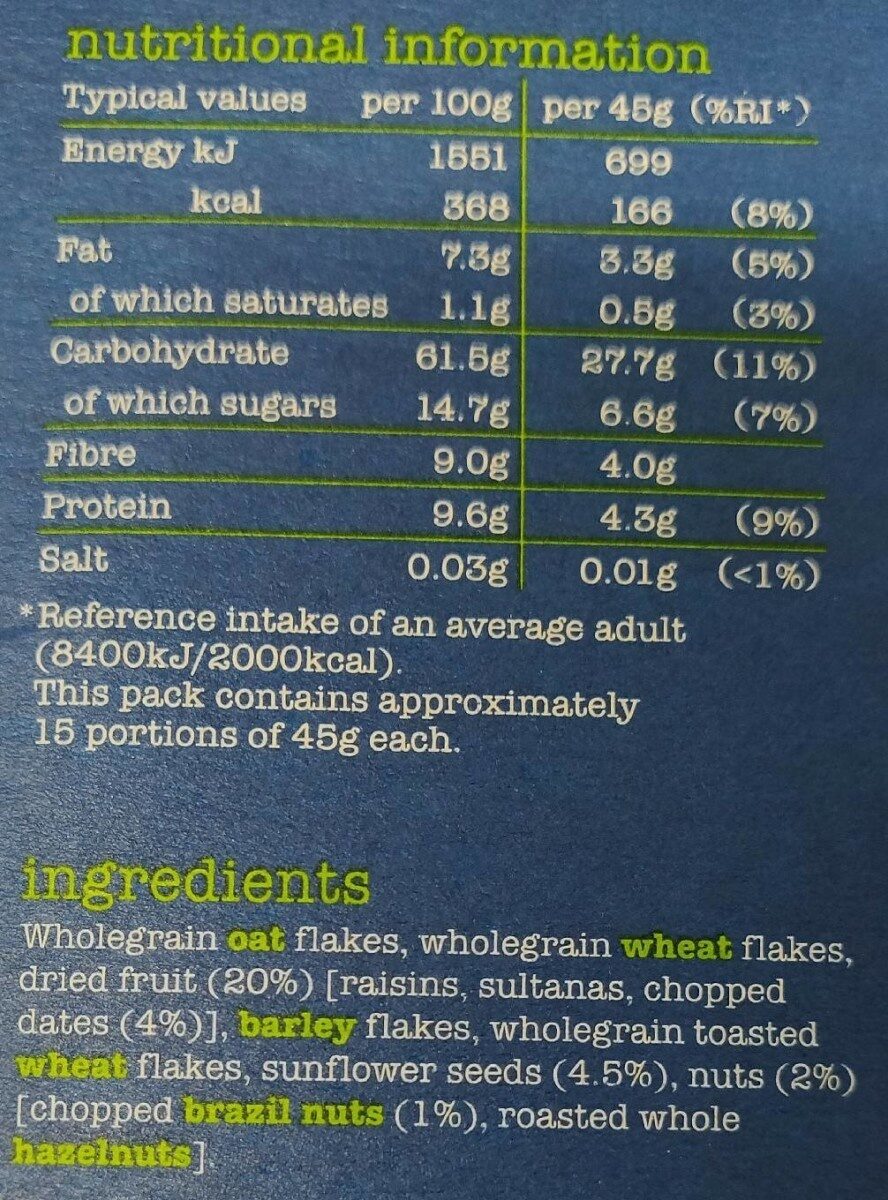 Dorset Cereals Simply Delicious Muesli - Voedingswaarden