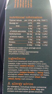 Simply Fruity muesli - Nutrition facts