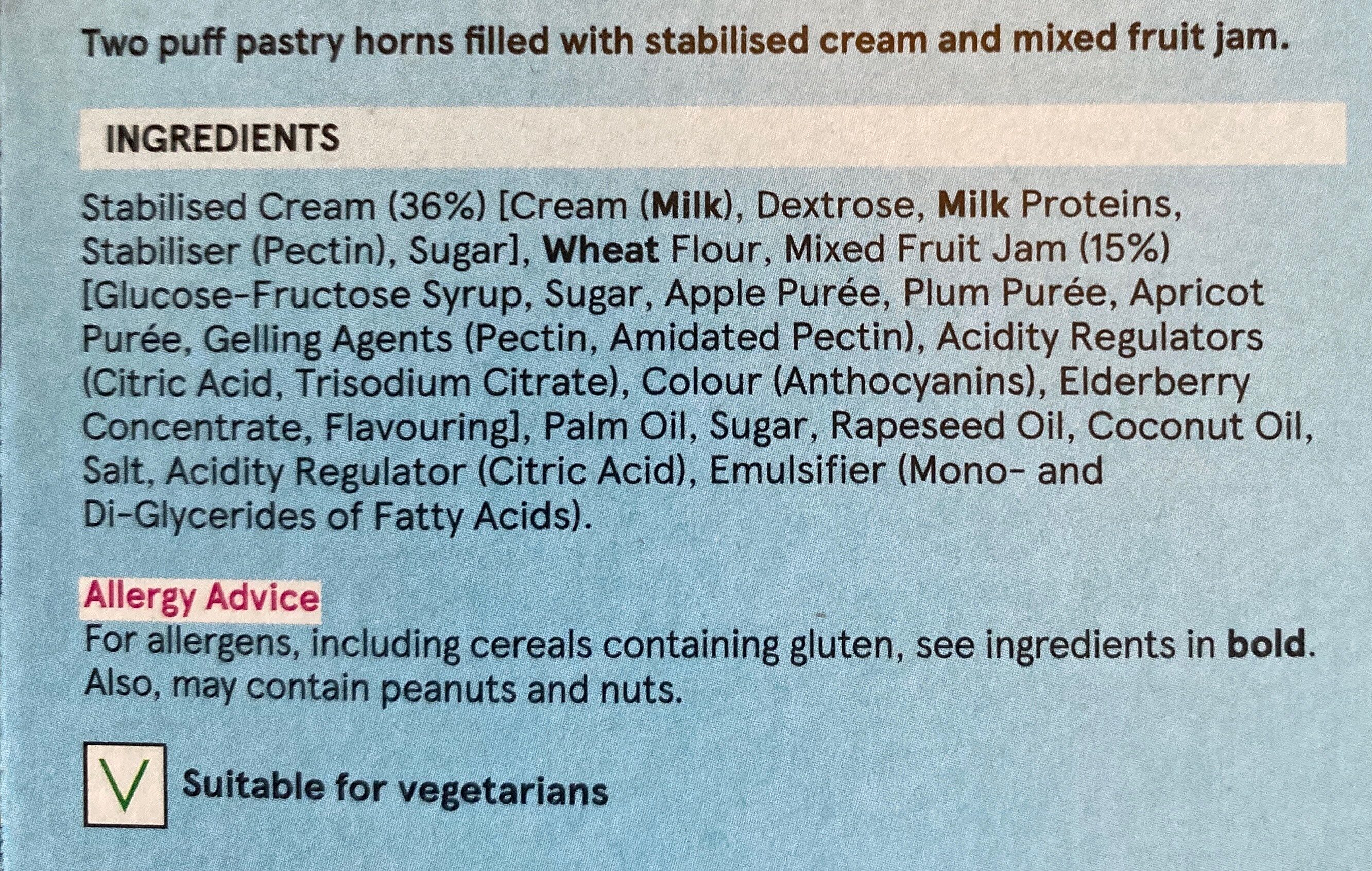 Cream Horns - Ingredientes - en