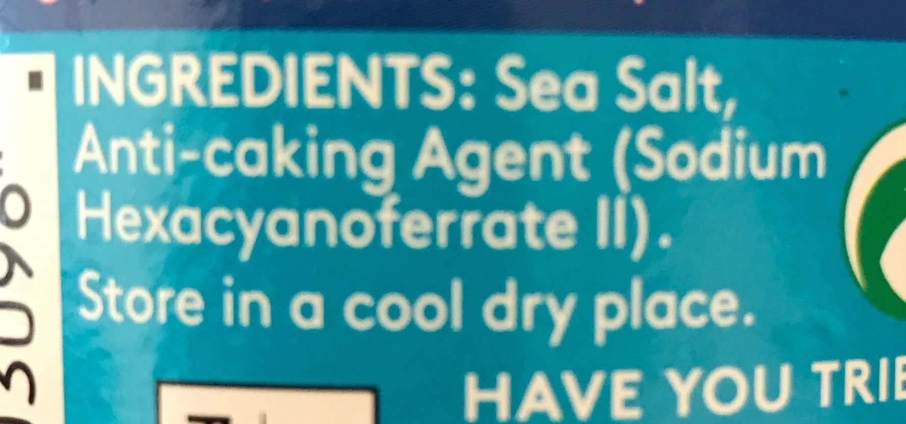 Saxa Sea Salt Fine - Ingredients