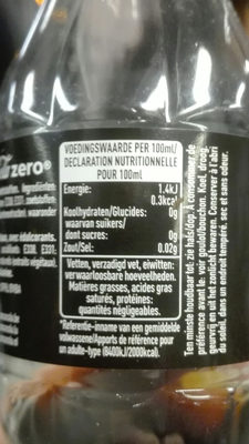 Coca Cola zéro - Tableau nutritionnel