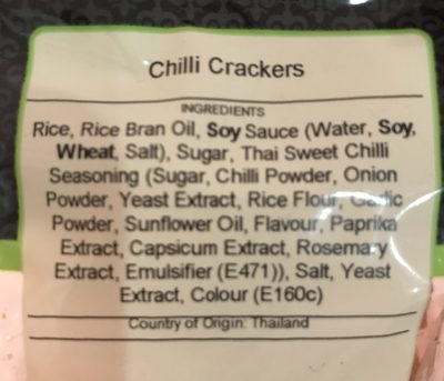 Hider Chilli Crackers 70G - Ingrédients