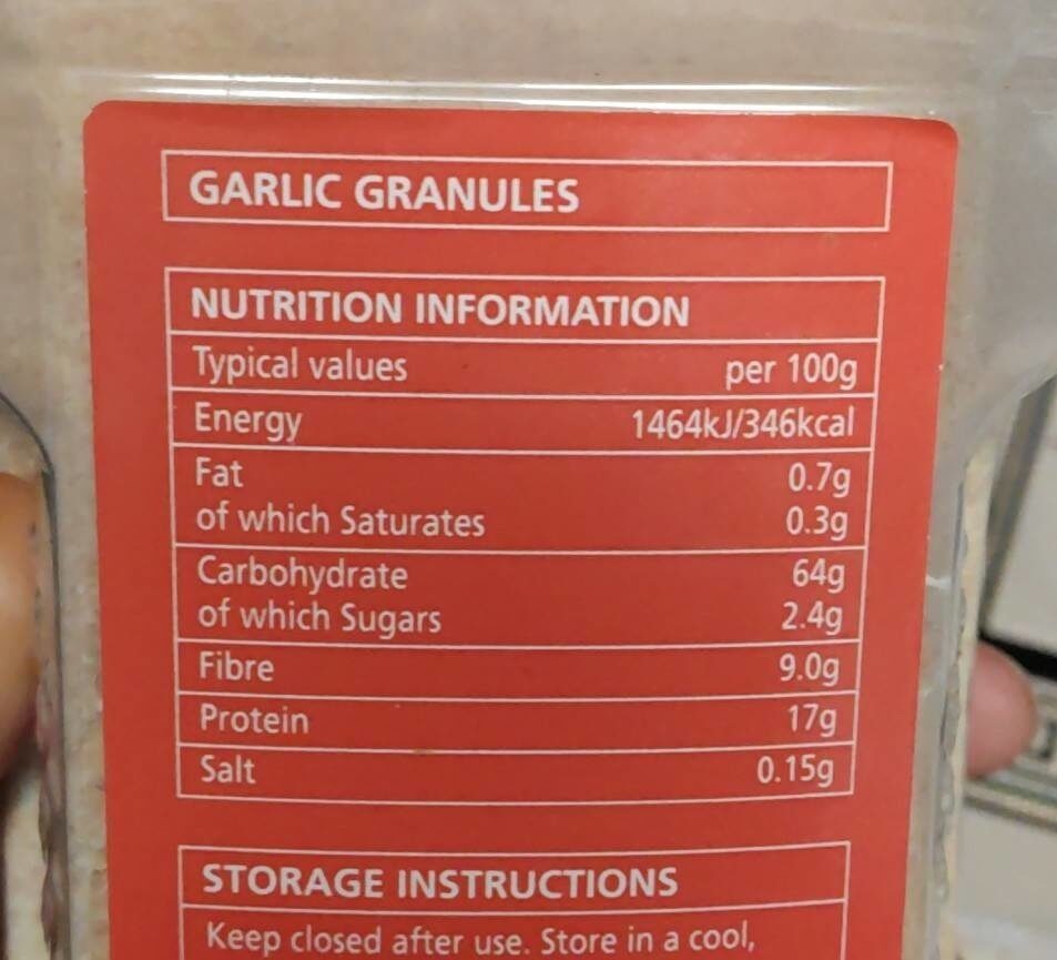 Garlic Granules - Nutrition facts