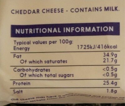 Cheese - Tableau nutritionnel - en