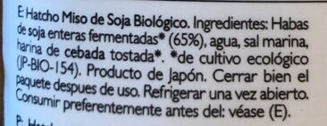Miso De Soja Non Pasteurise (300 GR) - Ingredients - es