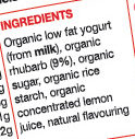 Rachel's Organic Rhubarb bio-live yogurt - Ingredients