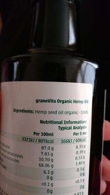 Organic Hemp Oil - Ingredients