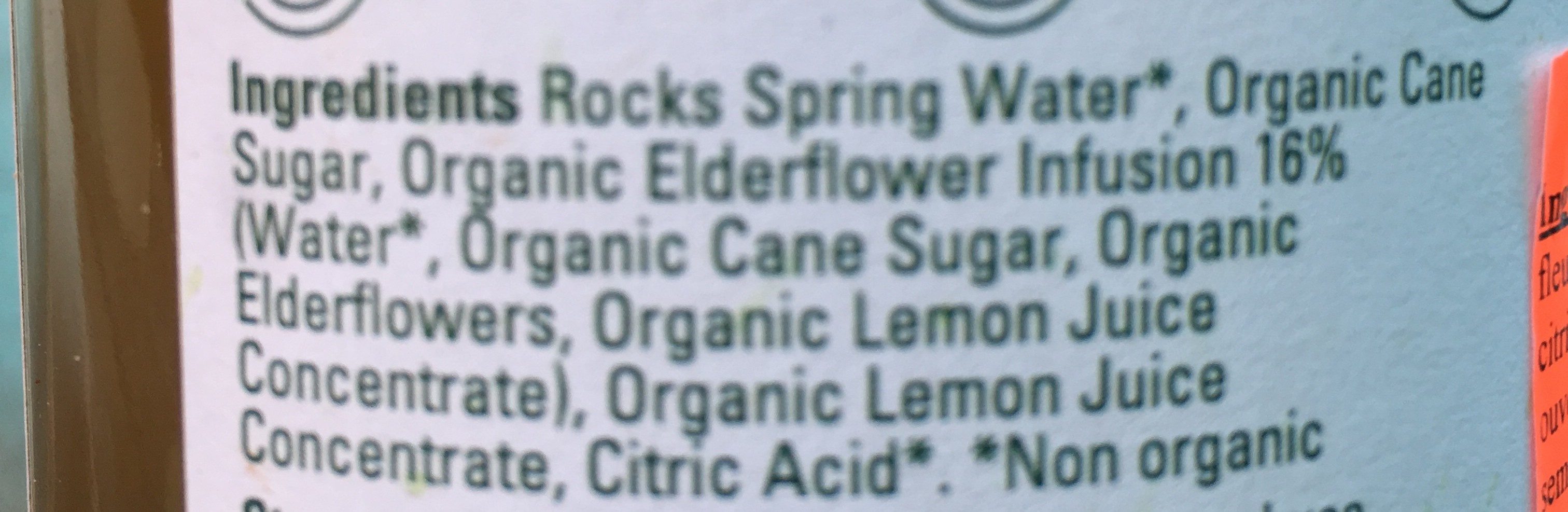 Rocks Organic Elderflower Squash - Ingrédients