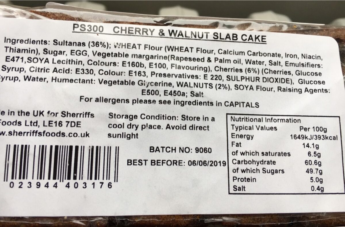 Cherry&walnut slab cake - Ingredients - fr