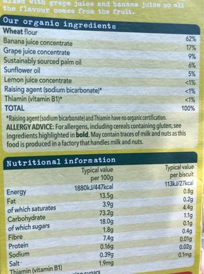 Banana baby biscuits - Ingredients