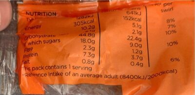 Chocolat chip brioche swirl - Nutrition facts