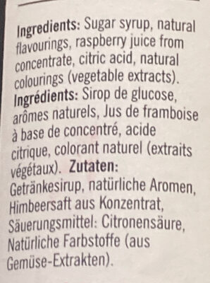 Raspberry Natural Syrup - Ingredients