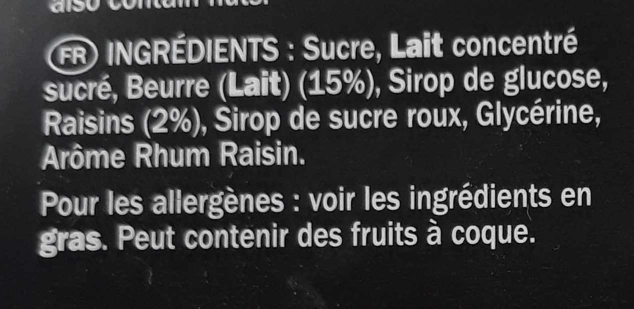 Rum & Raisin Fudge - Ingredients - fr