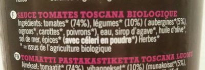 Biona Organische Toscana - Tuscan Style Pasta Sauce 350g - Ingredients - fr