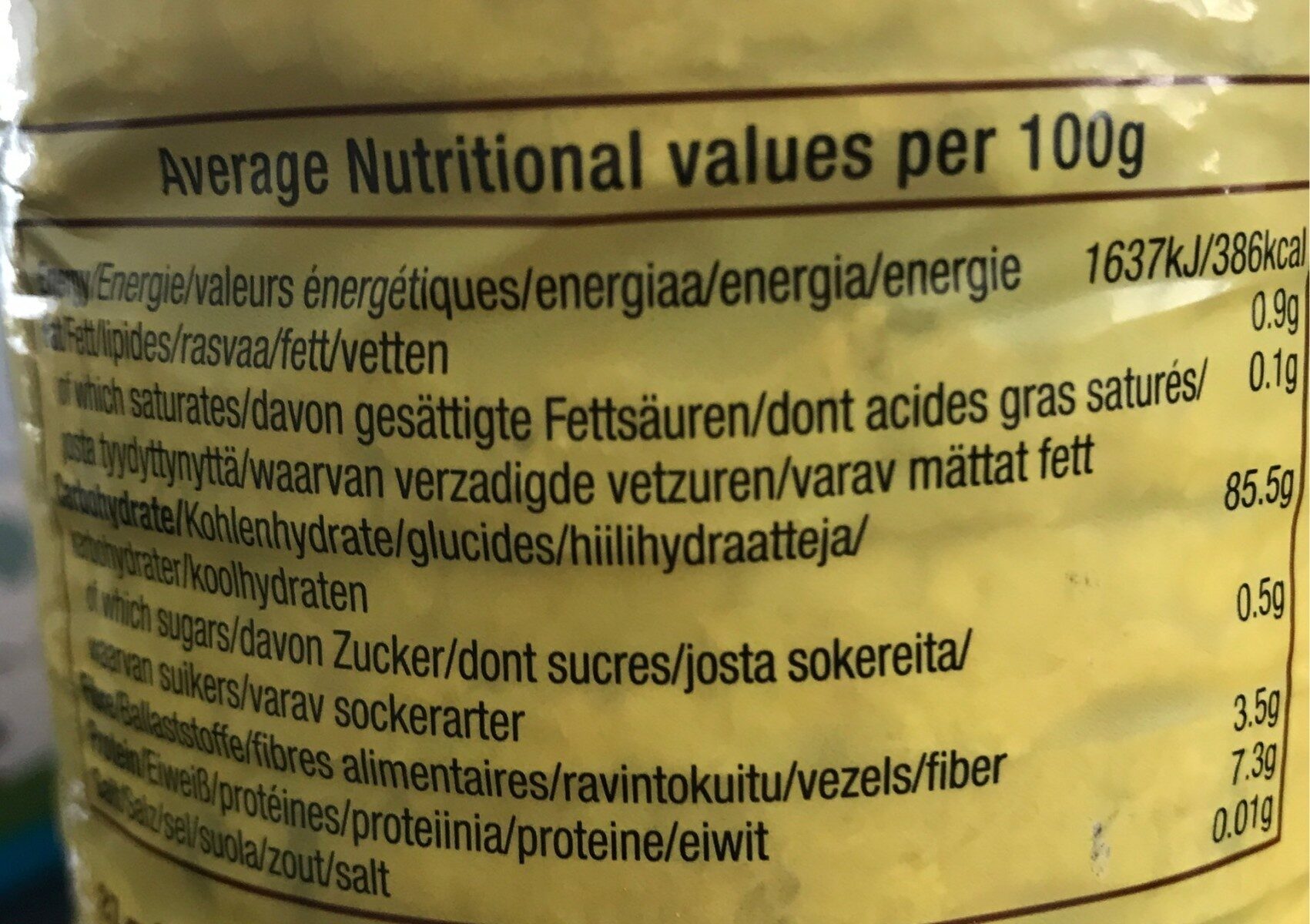 Corn cake - Nutrition facts - fr