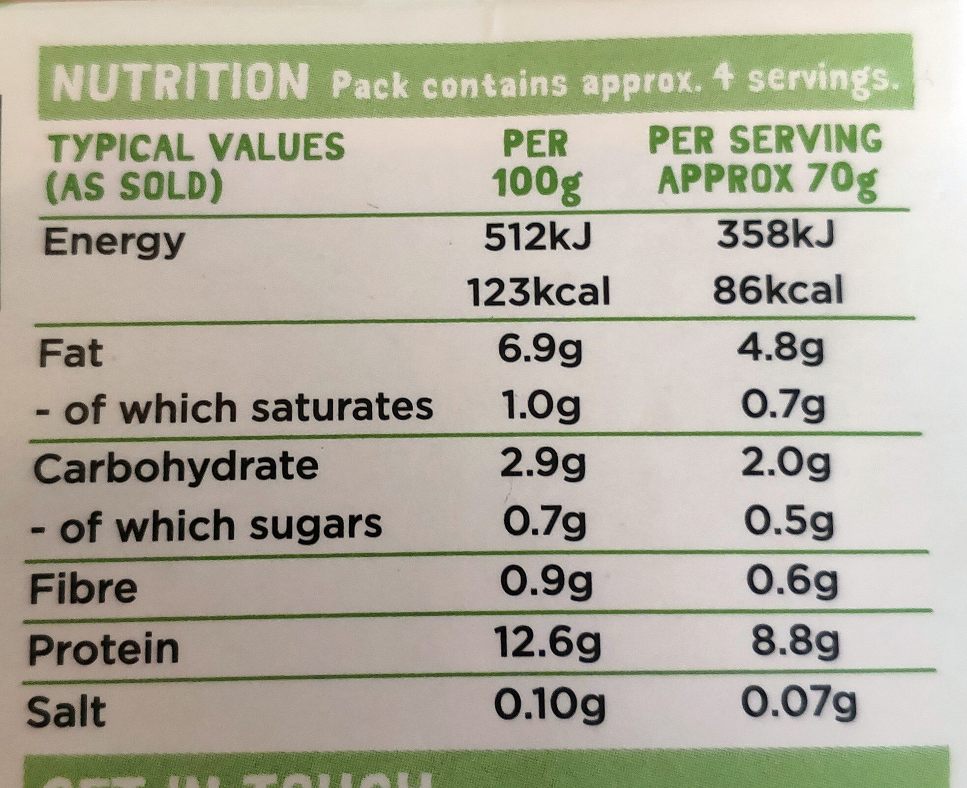 Tofoo Naked - Nutrition facts