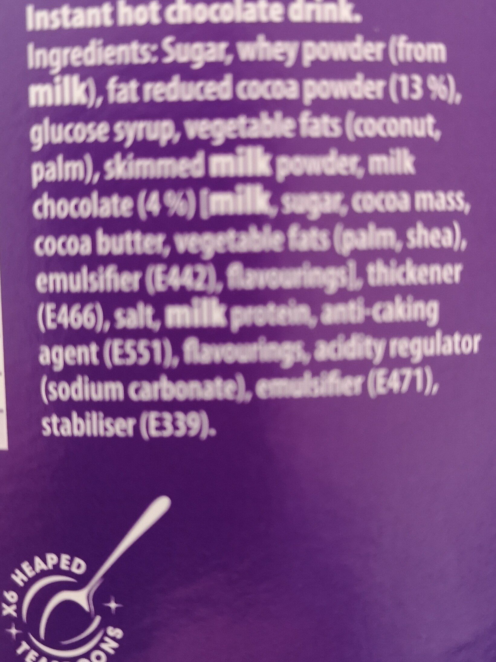 Cadbury hot chocolate - Ingredients