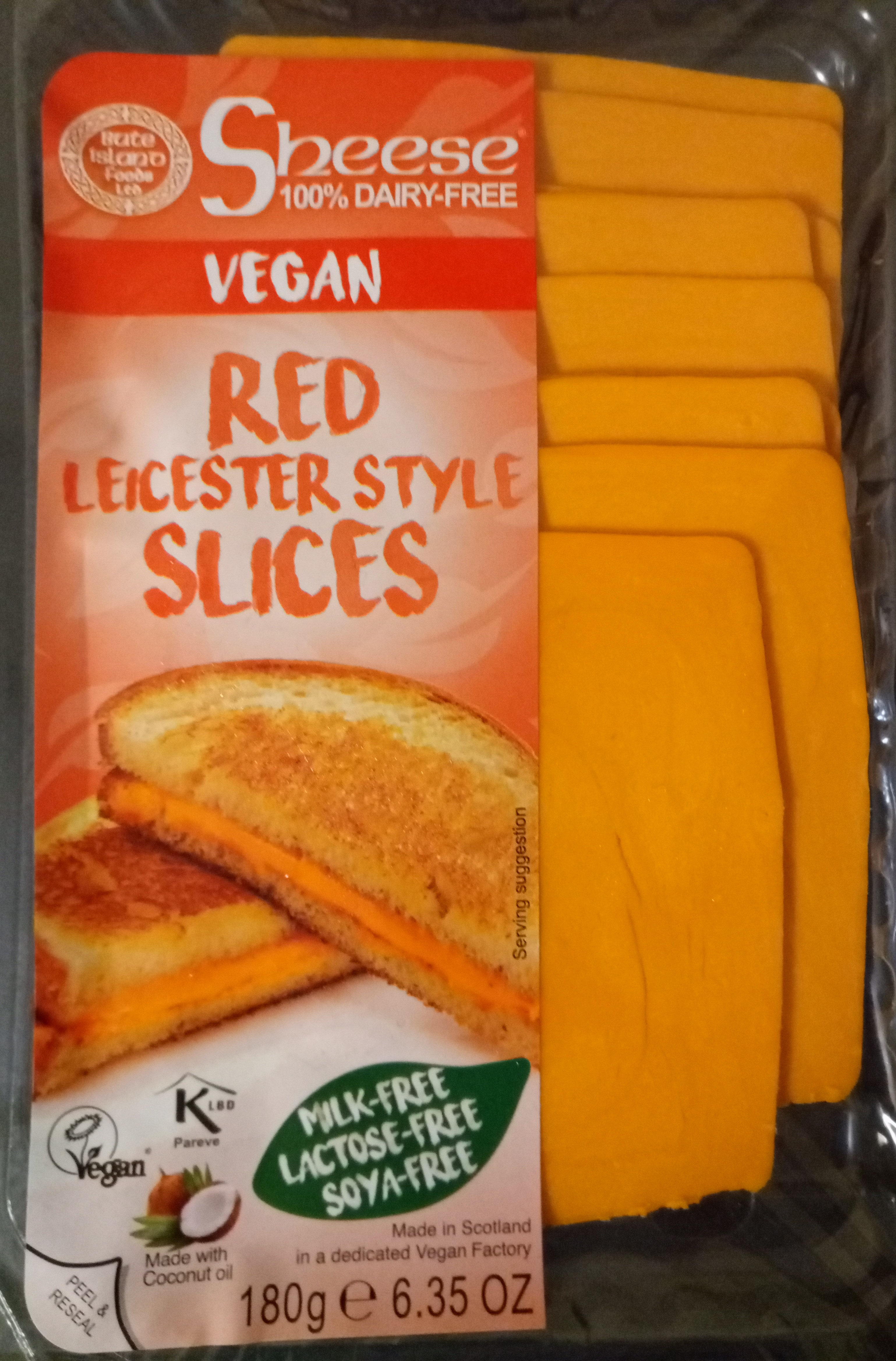 Dairy-free vegan Sheese, Red Leicester Style Slices - Product