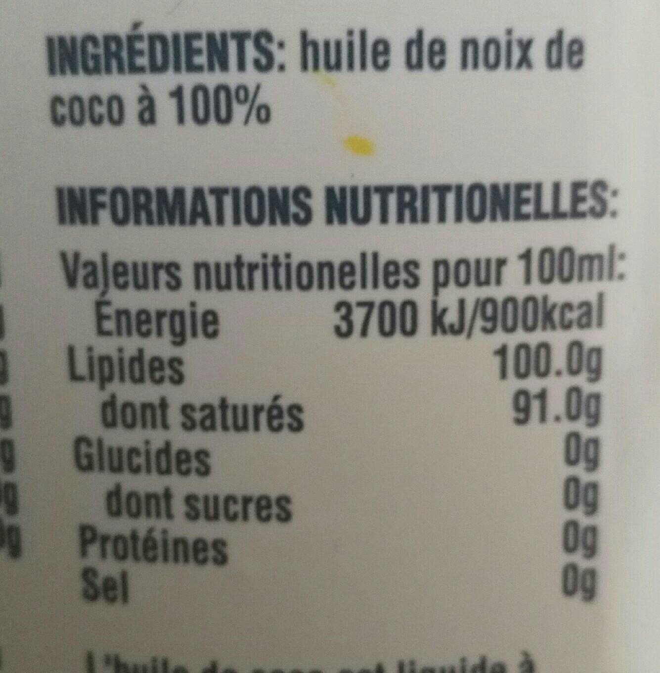 Coconut Oil - Nährwertangaben - fr