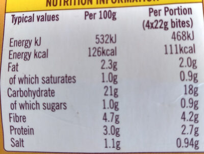Tuscan Vegetable Bites - Nutrition facts