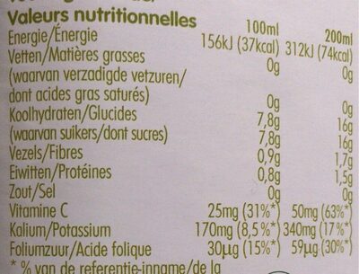 orange juice with bits - Tableau nutritionnel