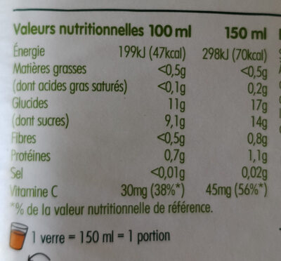 clémentine & mandarine avec pulpe - Nutrition facts - fr