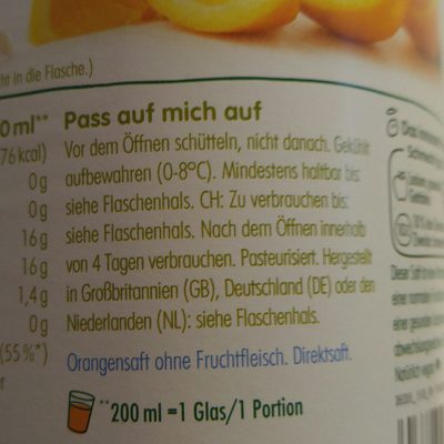 Innocent Orangensaft Ohne Fruchtfleisch - Ingredienti - fr