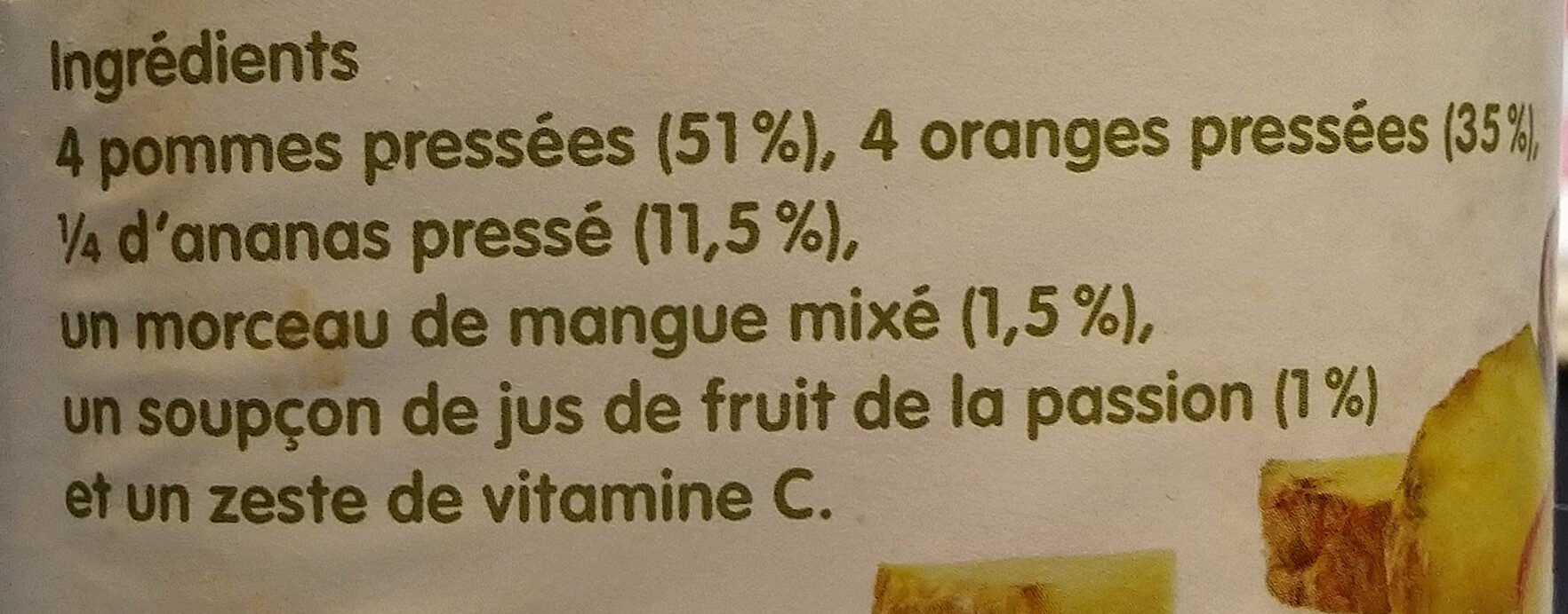 Innocent jus ananas & fruit de la passion 900ml - Ingredients - fr