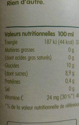 Innocent jus ananas & fruit de la passion 900ml - Tableau nutritionnel