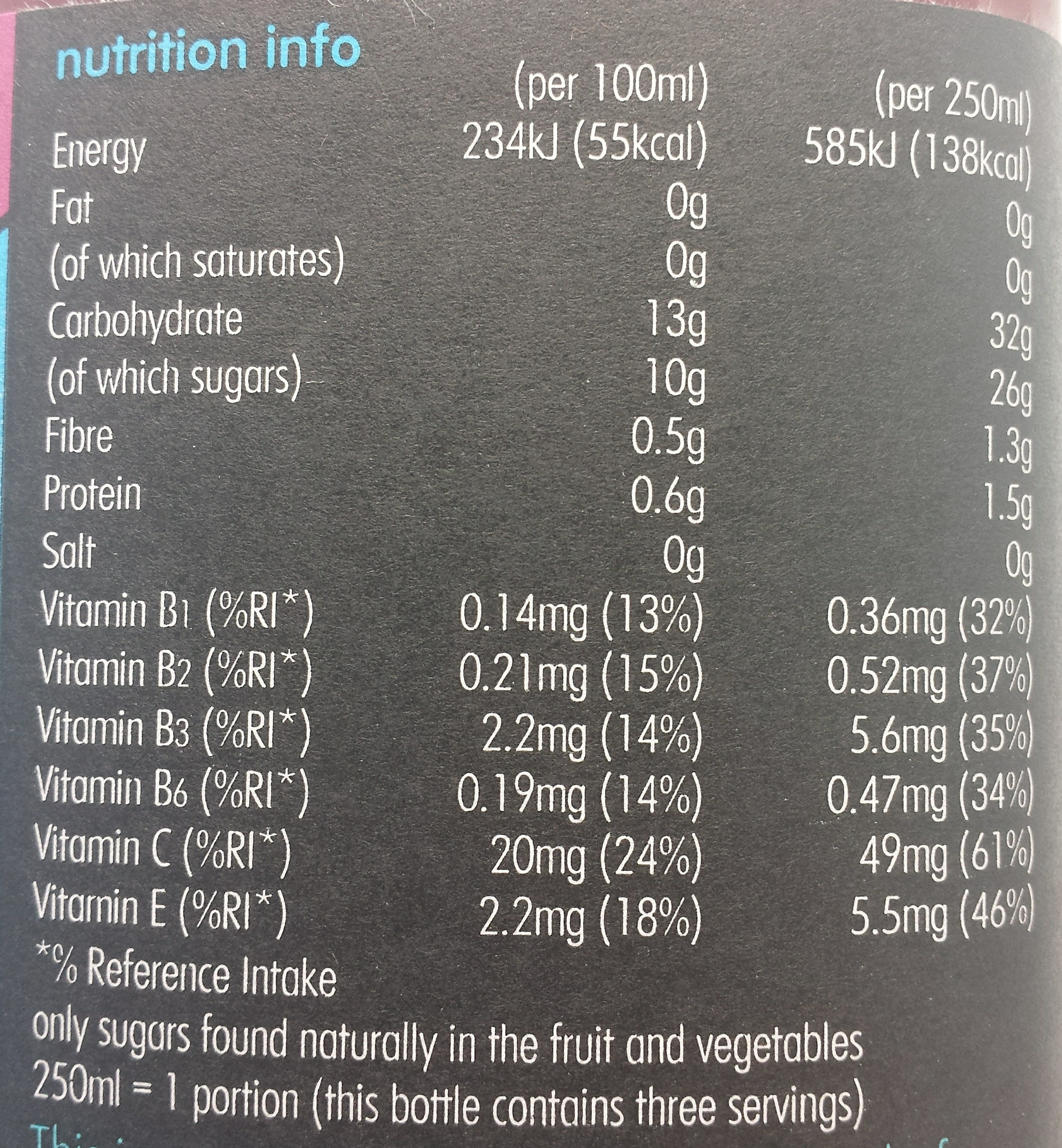 Uplift Super Smoothie - Nutrition facts