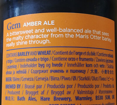 Gem Amber Ale - Ingredients